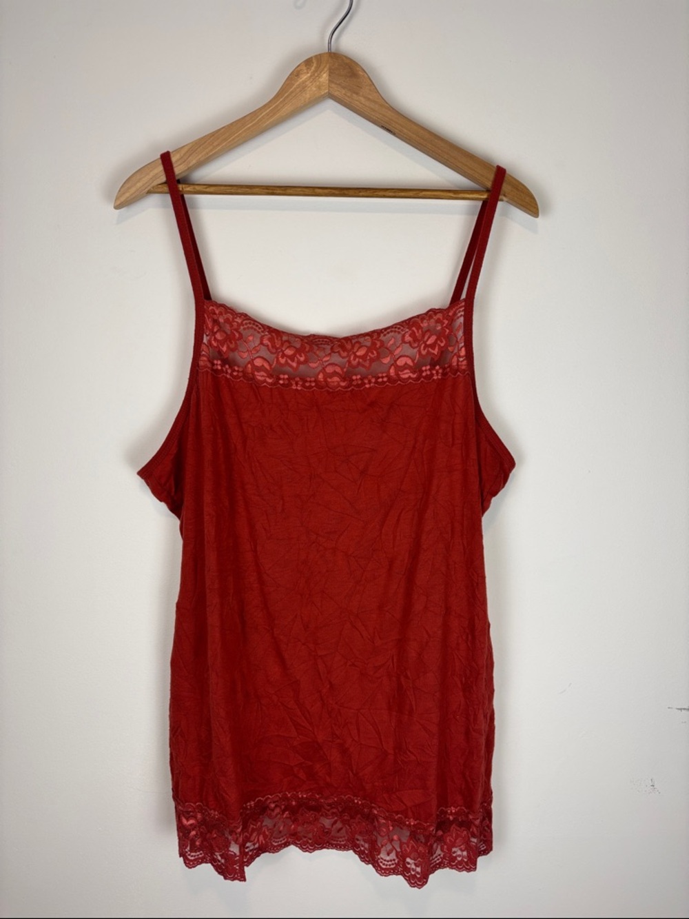 Y2K Maurices Lace Trim Cami Top Size 2 Burnt Orange Spaghetti Strap Tank Layer